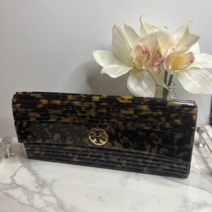 Authentic Tory Burch Tortoise Clutch -10”L x 1”W x 4”H